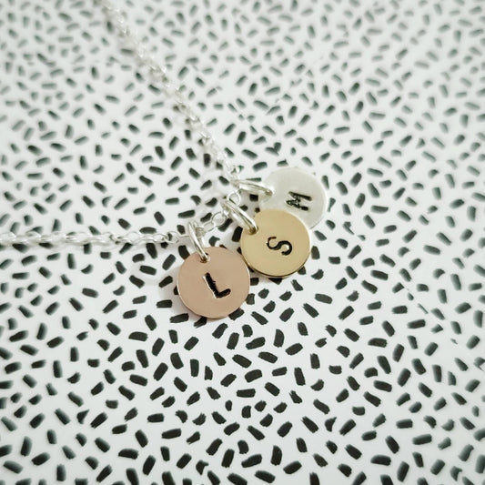 Personalised Family Initial Letter Hand Stamped Necklace