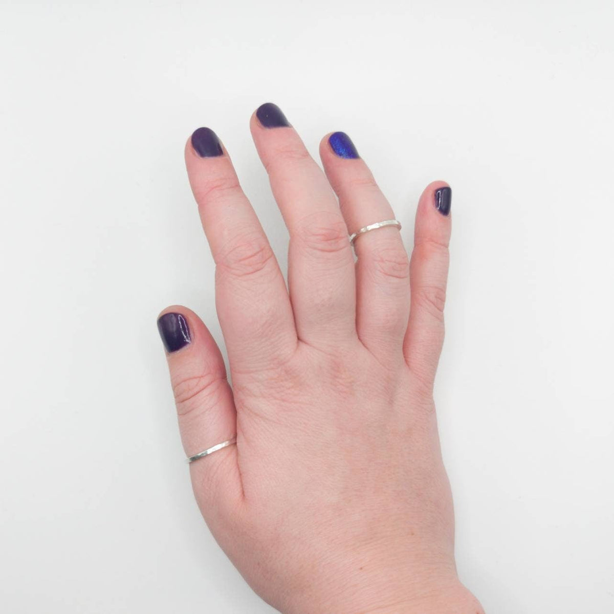 Dainty Eco Silver Hammered Ring