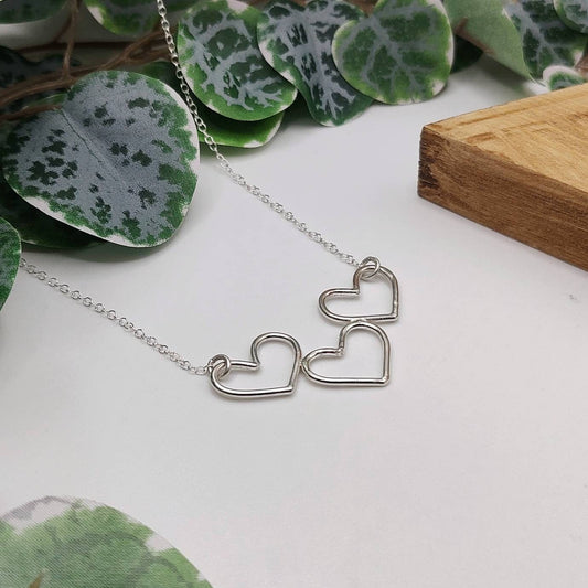 Sterling Silver Triple Heart Valentines Necklace