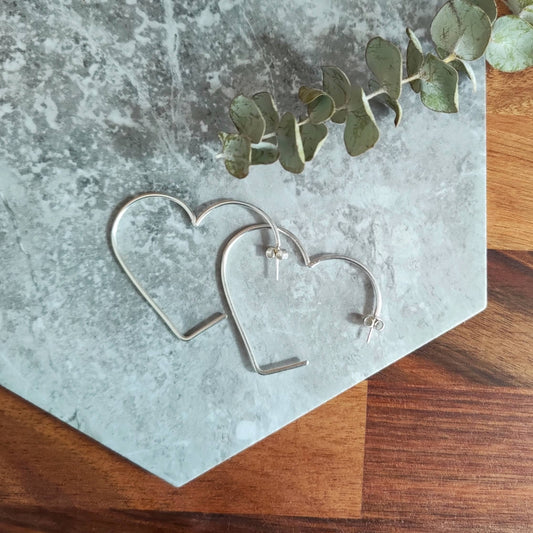 Eco Silver Heart Hoop Earrings