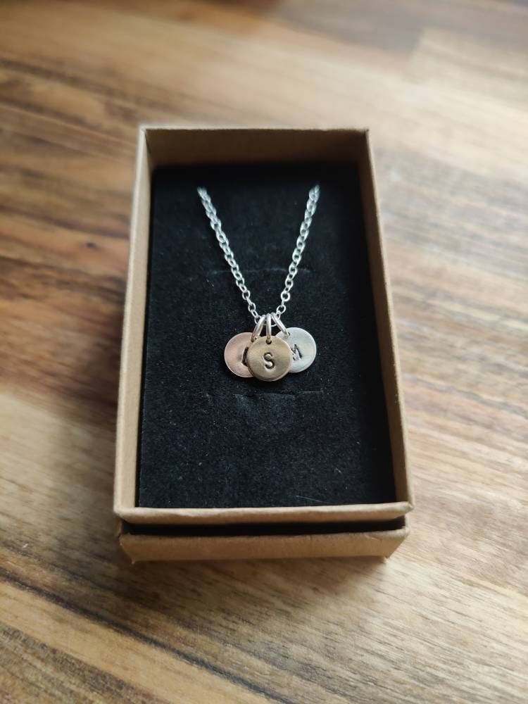 Personalised Family Initial Letter Hand Stamped Necklace