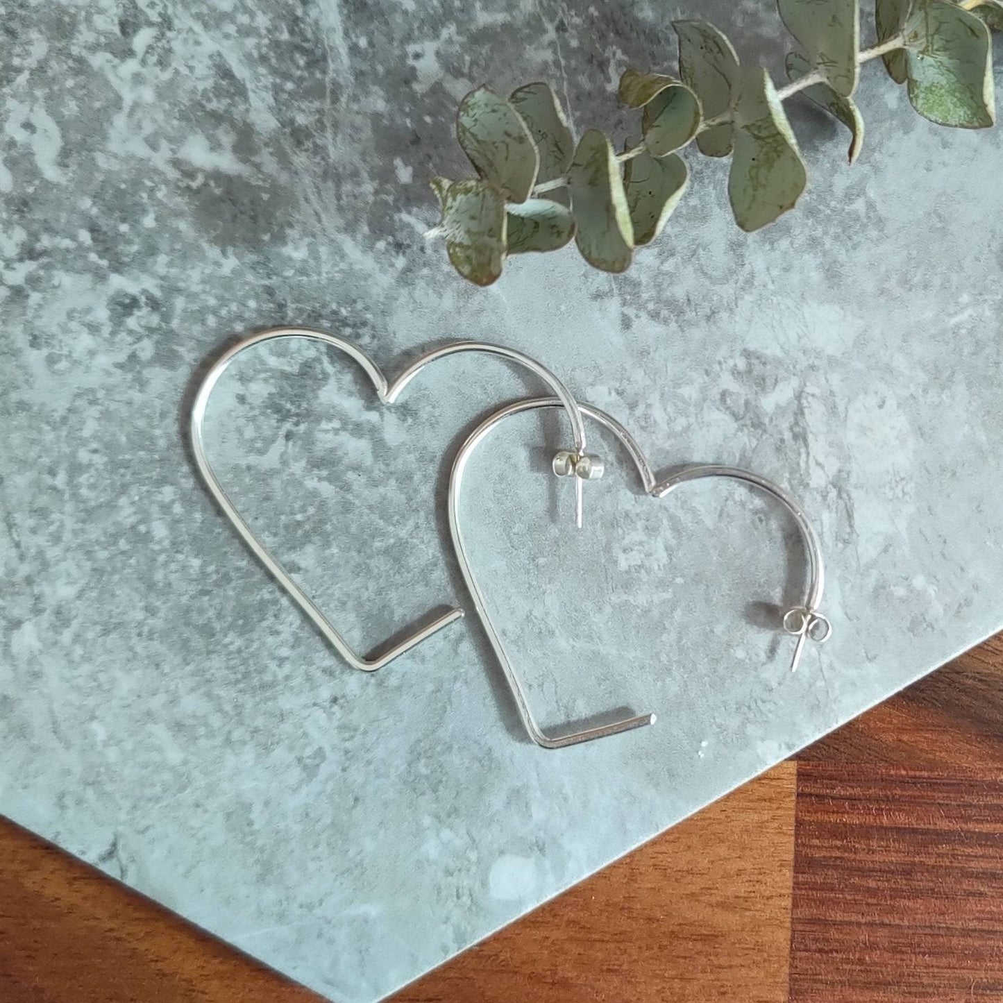 Eco Silver Heart Hoop Earrings