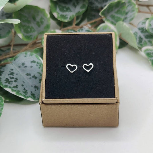 Silver Simple Heart Stud Earrings