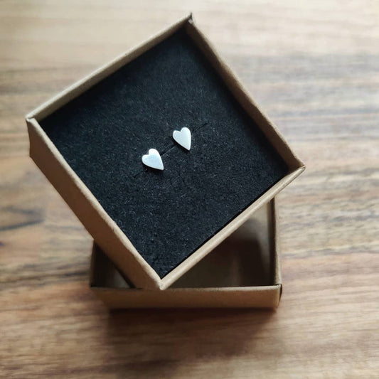 Sterling Silver Miniature Heart Stud Earrings