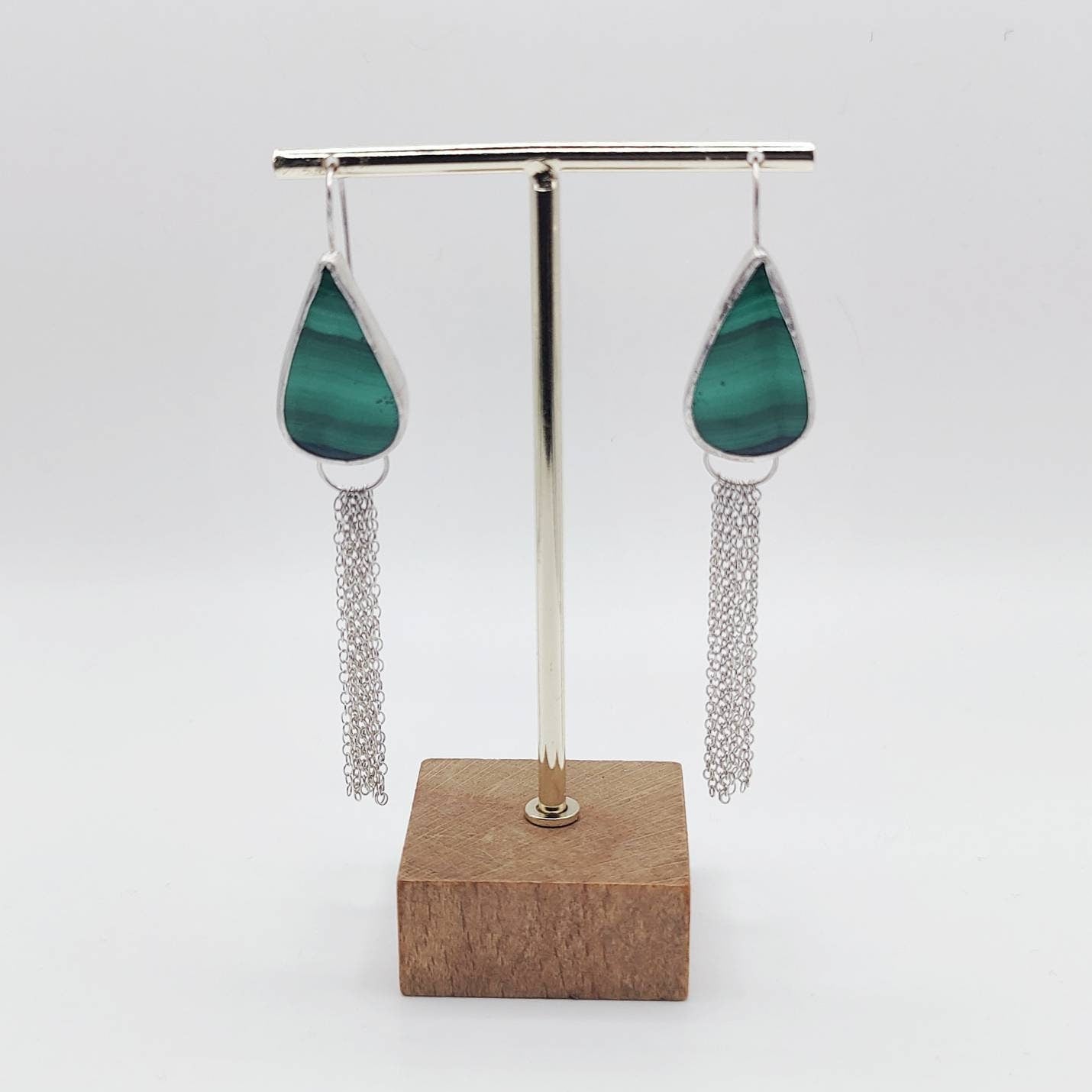 Malachite and Eco-silver Earrings dangle drop earrings