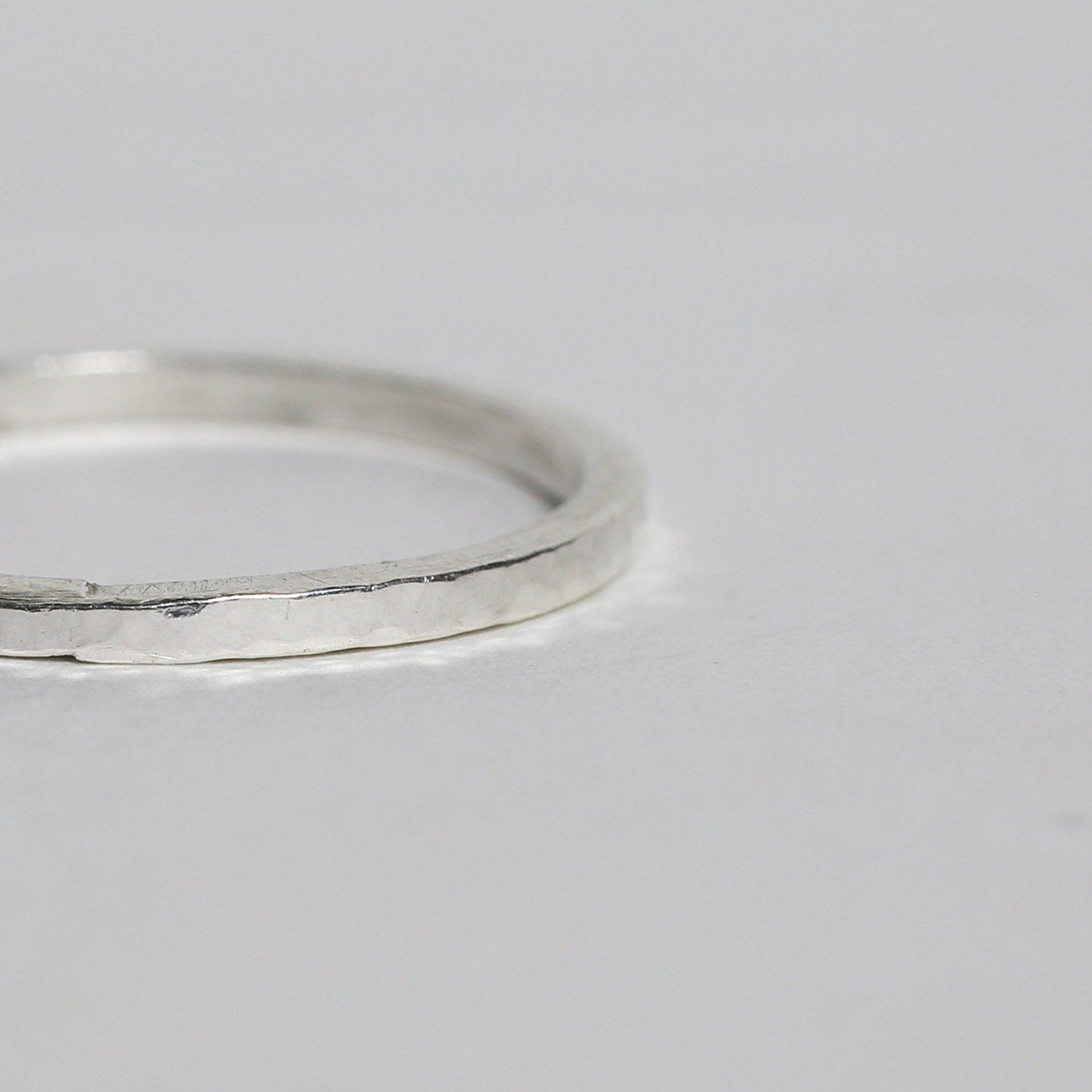 Dainty Eco Silver Hammered Ring