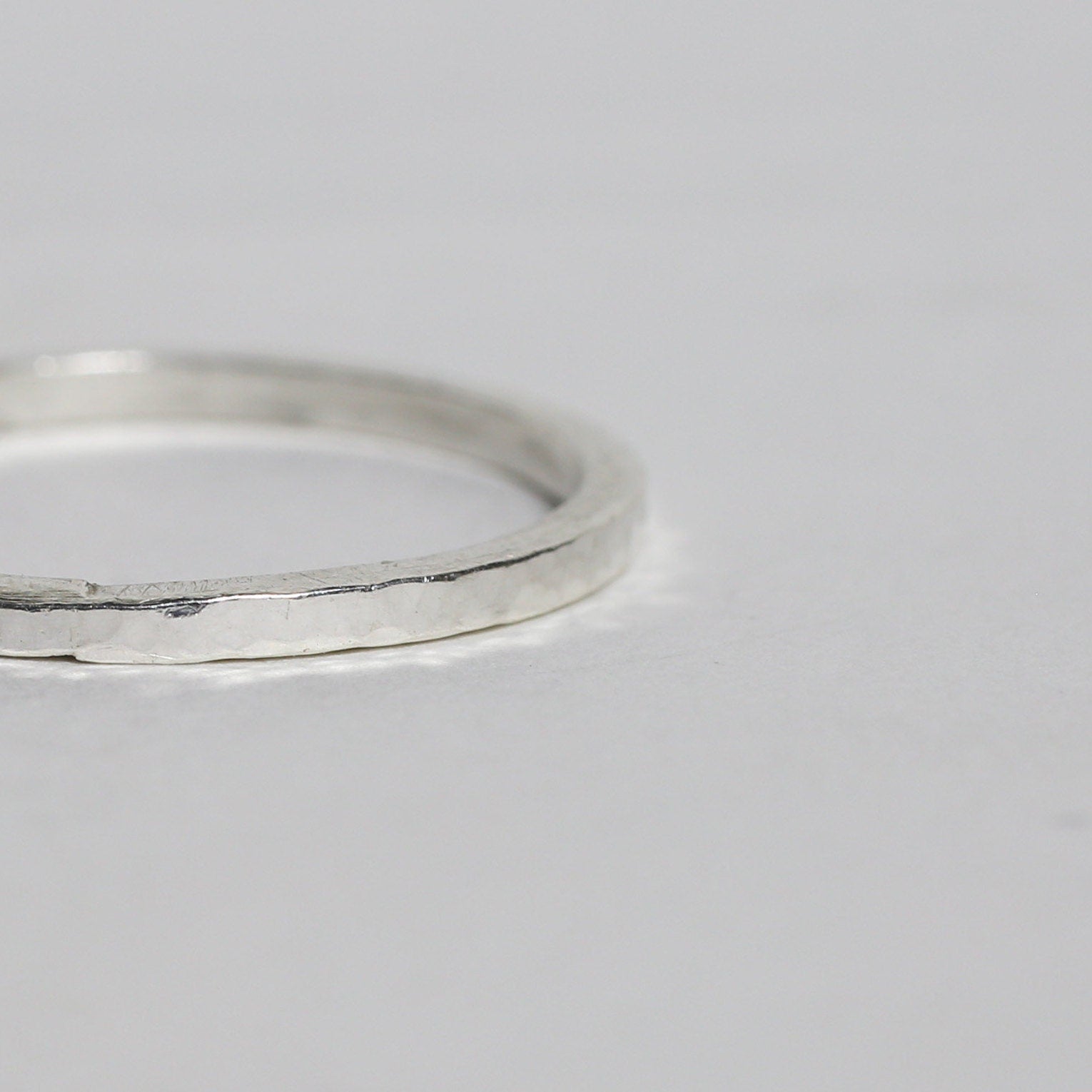 Dainty Eco Silver Hammered Ring