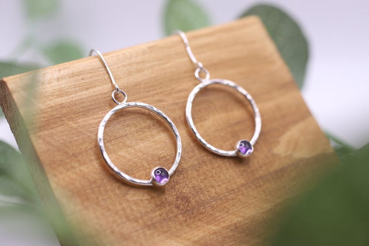 Amethyst and eco silver earrings.
