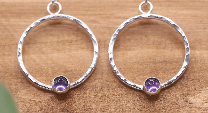 Amethyst and Eco Silver Earrings - Magnolia Studios